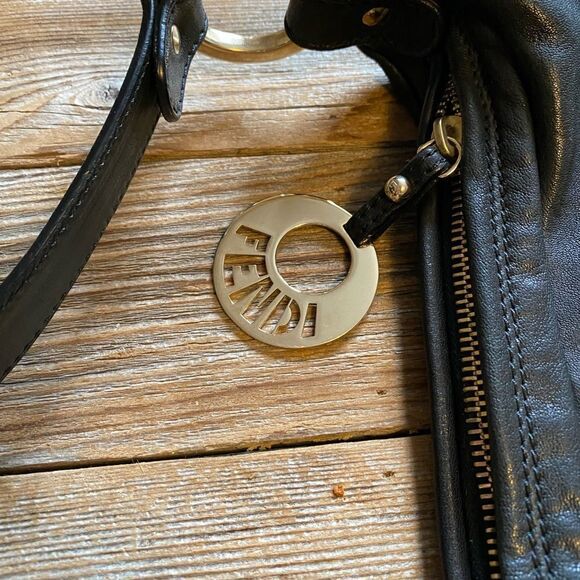 Fendi Perforated Zucca Leather Chef Tote Shoulder Bag Handbag Black - Picture 7 of 7